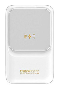 Recci Rpb-w10 10000 mAh Hızlı Şarj Mıknatıslı Dijital Göstergeli USB Type C Kablolu Powerbank Beyaz