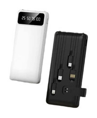 Bella Markt Premium 20000 mAh Hızlı Şarj Dijital Göstergeli Micro USB & Lightning Çoklu Bağlantı Kablolu Powerbank Siyah