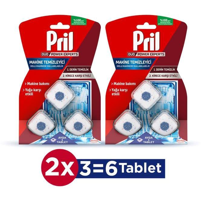Pril Çift Etkili Bulaşık Makinesi Temizleyici 2x3 Adet