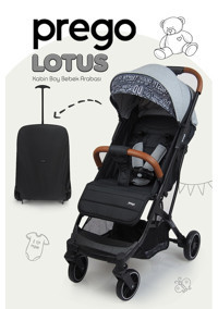 Prego Lotus Katlanabilir Tek Elle Kapanan 360 Derece Dönen Tam Yatar Kabin Tipi Puset Bebek Arabası Füme