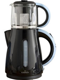 Karaca 1501 Cam Demlikli 1500 W Plastik Gövdeli Siyah Vintage Çay Makinesi