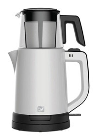 Taç Duo Cam Demlikli 1800 W Çelik Beyaz Çay Makinesi