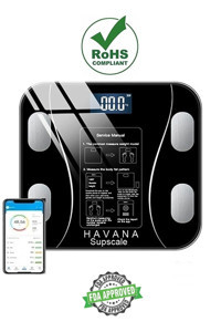 Nivagatore Yağ Ölçen Vücut Analizi Yapan Bluetoothlu Kas Ölçen Cam Dijital Akıllı Tartı Siyah