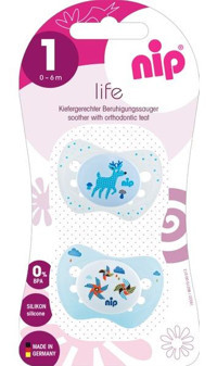 Nip Life 0-6 Ay Ortodontik Yenidoğan Damaklı Silikon Emzik Mavi