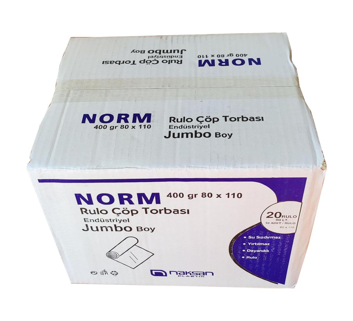 Norm Kokulu Jumbo Boy 80x110 cm Çöp Poşeti 20x10 Adet Siyah