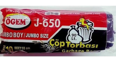 Ögem Çikolata Kokulu Büzgülü Jumbo Boy 80x110 cm Çöp Poşeti 20 Adet Siyah