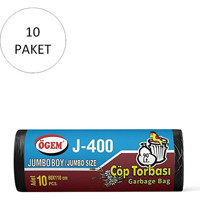 Ögem Kokulu Jumbo Boy 80x110 cm Çöp Poşeti 10x10 Adet Siyah