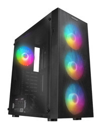 Everest Faced V5 RGB 4 Fanlı Temperli Cam Siyah Dikey Mid Tower Oyuncu Bilgisayar Kasası