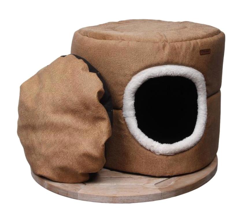 Chester Roll Yıkanabilir Tek Fonksiyonlu 45x40 cm Üstü Kapalı Kedi Yatağı Kahverengi