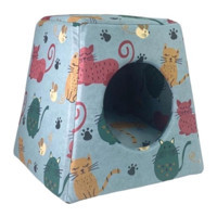 Pet İglo Yıkanabilir Tek Fonksiyonlu 37x37 cm Üstü Kapalı Kedi Yatağı Mavi