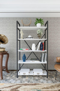 Wood House Deniz 5 Raflı Metal 70x180x35 cm Beyaz