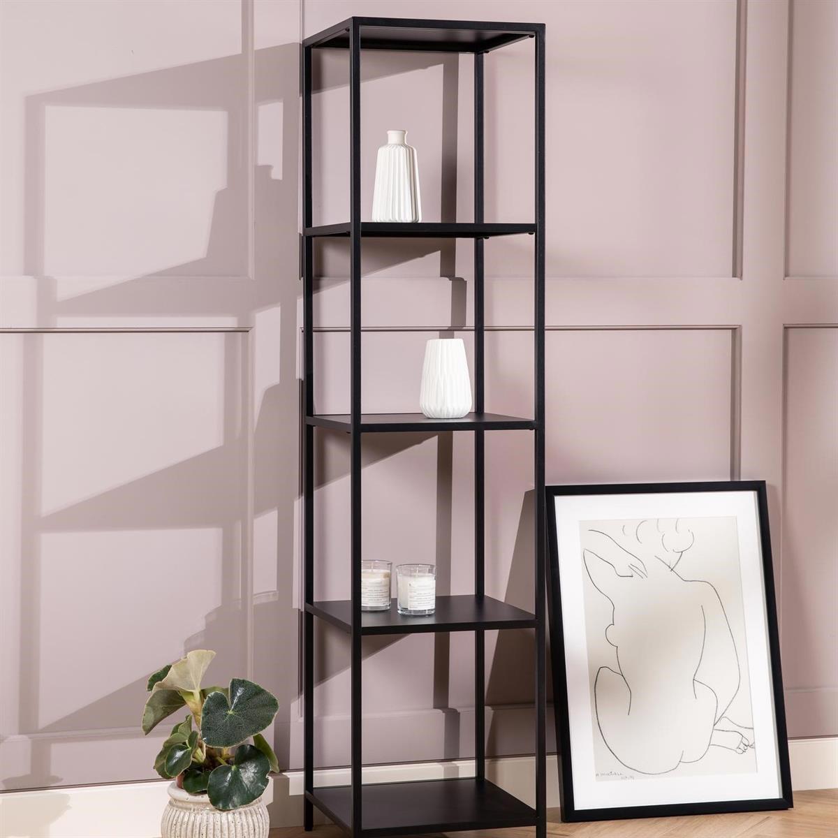 Nero 4 Raflı Metal 35x146x35 cm Siyah