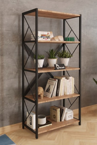 Morpanya 5 Raflı Metal 150 cm Kahverengi
