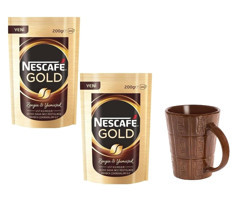 Nescafe Gold Paket Granül Kahve 2x200 gr + Nestle Kupa Bardak
