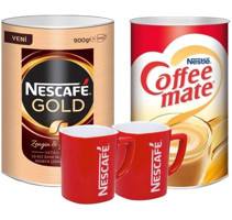 Nescafe Gold Teneke Granül Kahve 900 gr + Nestle Coffee Mate 2 kg + Kupa Bardak 2 Adet