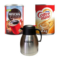 Nescafe Classic Teneke Granül Kahve 1 kg + Nestle Coffee Mate 2 kg + Termos