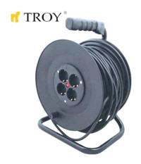 Troy 24050 3500 W Kalın Akım Korumalı 4'lü 50 m Makaralı Uzatma Kablosu Siyah