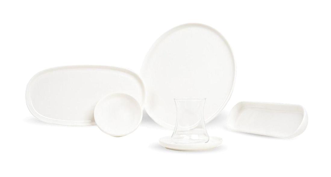 Leggno Botanical White 26 Parça 6 Kişilik Beyaz Desenli Seramik Kahvaltı Takımı