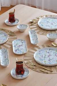 Glore Harmony 32 Parça 6 Kişilik Çok Renkli Desenli Seramik Kahvaltı Takımı