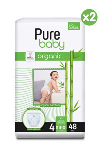 Pure Baby Bambu Özlü Maxi 4 Numara Organik Külot Bebek Bezi 2x96'li