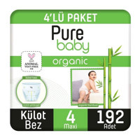 Pure Baby Bambu Özlü Maxi 4 Numara Organik Külot Bebek Bezi 192'lü