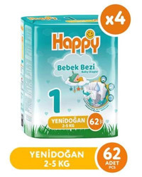 Happy Yenidoğan 1 Numara Bantlı Bebek Bezi 4x62'li