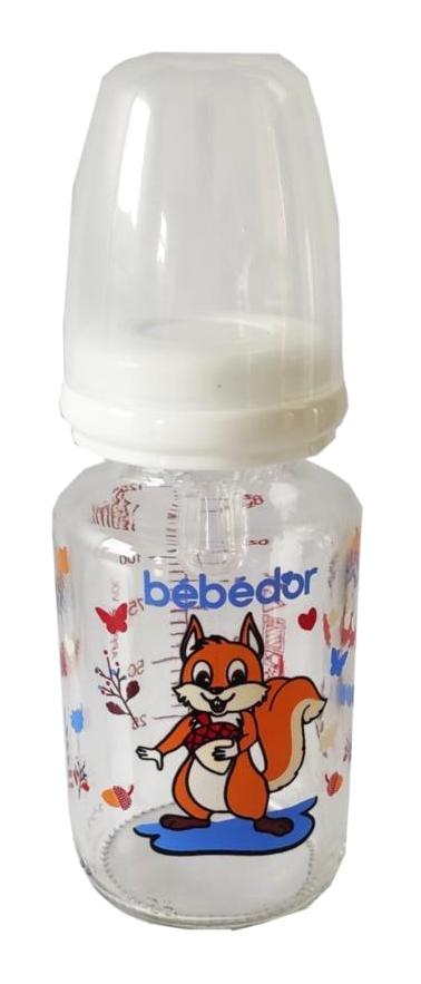 Bebedor 30302 Cam Antikolik Yavaş Akışlı 0-6 Ay Desenli Şeffaf Biberon 125 ml