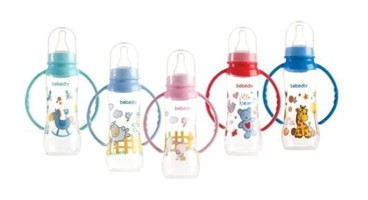 Bebedor B-77302 Polipropilen Kulplu 6-18 Ay Desenli Çok Renkli Biberon Seti 5x250 ml