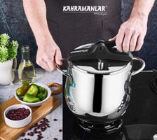 Kahramanlar Düdüklü Kapak Paslanmaz Çelik 9 lt Düdüklü Tencere Siyah