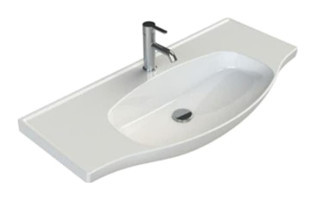 Lena Klasik Tekli 80 cm Seramik Tezgah Üstü Asimetrik Lavabo Beyaz