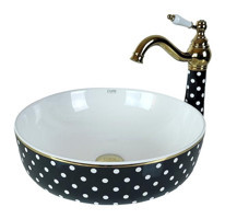 Lena Bw-174 Dekoratif Tekli 60 cm Porselen Tezgah Üstü Çanak Lavabo Çok Renkli