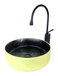 Lena Mr-117 Dekoratif Tekli 40 cm Porselen Tezgah Üstü Çanak Lavabo Çok Renkli
