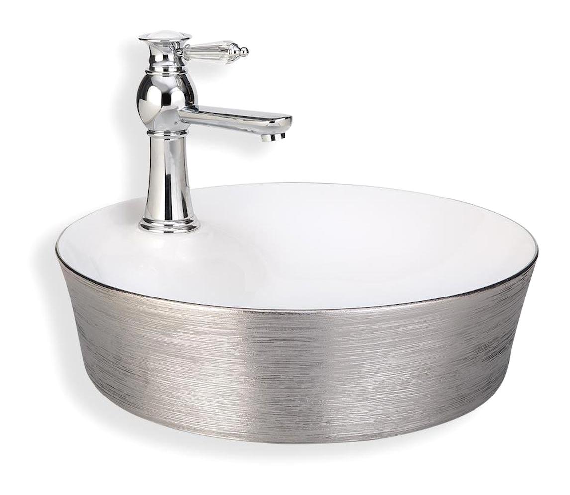 Lena E-5002G Klasik Tekli 130 cm Seramik Tezgah Üstü Oval Lavabo Beyaz