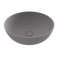 Bocchi Slim Line Klasik Tekli 38 cm Seramik Tezgah Üstü Yuvarlak Lavabo Mat Gri