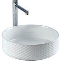 Lena EY-4703 Klasik Tekli 40 cm Mermer Tezgah Üstü Oval Lavabo Beyaz