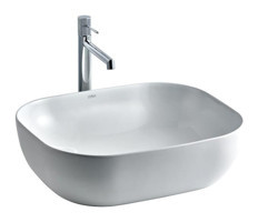 Lena E-4613 Klasik Tekli 50.5 cm Porselen Tezgah Üstü Elips Lavabo Beyaz