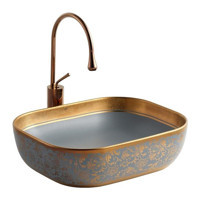 Lena Eh -4290Mgr Vintage Tekli 145 cm Porselen Tezgah Üstü Oval Lavabo Mat Gri