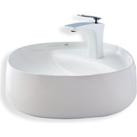 Lena E-2108 Klasik Tekli 46 cm Porselen Tezgah Üstü Yuvarlak Lavabo Beyaz
