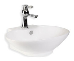 Lena E-4106 Klasik Tekli 57 cm Porselen Tezgah Üstü Asimetrik Lavabo Beyaz