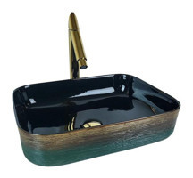 Lena GG-103 Dekoratif Tekli 50 cm Tezgah Üstü Kare Lavabo Çok Renkli