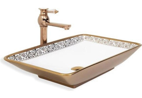 Lena E-8321 Klasik Tekli 115 cm Porselen Tezgah Üstü Dikdörtgen Lavabo Beyaz