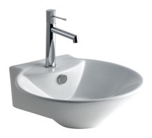 Lena E-5036 Klasik Tekli 45 cm Porselen Tezgah Üstü Asimetrik Lavabo Beyaz
