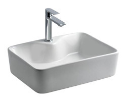 Lena E-5405 Klasik Tekli 49 cm Porselen Tezgah Üstü Dikdörtgen Lavabo Beyaz
