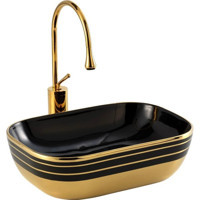 Lena EX-4700AS Klasik Tekli 46 cm Seramik Tezgah Üstü Oval Lavabo Siyah