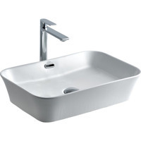 Lena E-4160 Klasik Tekli 55 cm Porselen Tezgah Üstü Dikdörtgen Lavabo Beyaz