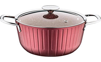 Oms Collection Colonna İndüksiyonlu Cam Kapaklı Granit 20 cm Derin Tencere