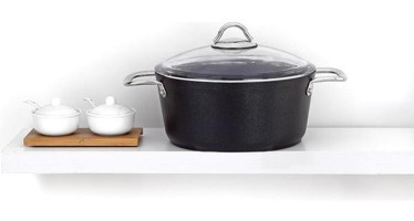Store Pro-plus Cam Kapaklı Titanyum 20 cm Basık Tencere