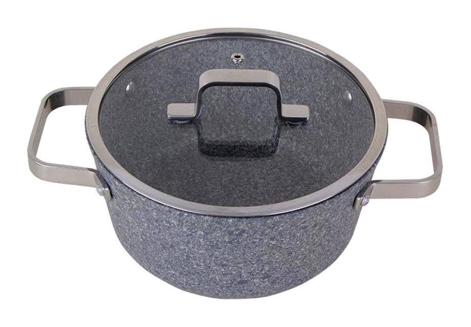 Porland Bianco Cam Kapaklı Granit 20 cm Derin Tencere