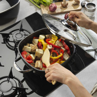 Schafer Gastronomie Master İndüksiyonlu Cam Kapaklı Granit 24 cm Karnıyarık Tenceresi