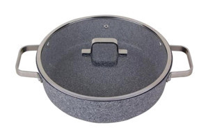 Porland Bianco Cam Kapaklı Granit 28 cm Karnıyarık Tenceresi